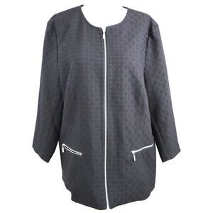 Tanjay Black Jacket Blazer Zipper Front Zip Up Womens 16 Plus Textured